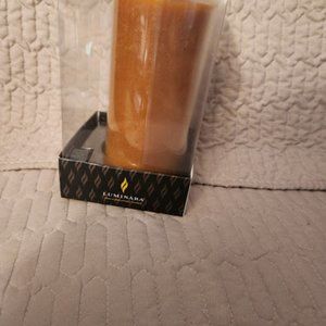 Luminara Moving Flame Pillar Flameless LED Candle, Scalloped Edge Real Wax 4"H